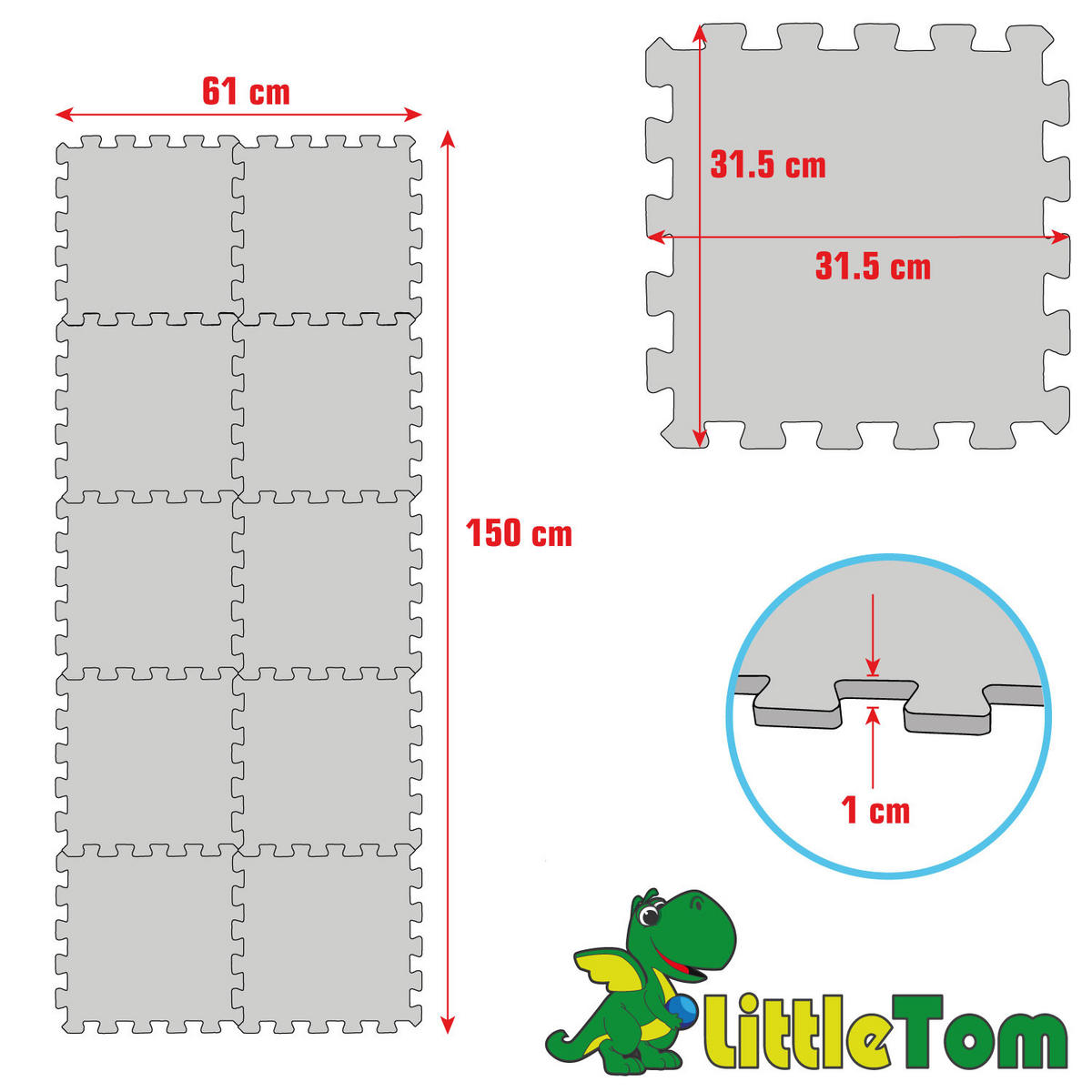 SPIELMATTE ab Null - 90 cm Baby Puzzlematte Zahlen - Multicolor, Kunststoff (30/30cm) - Littletom