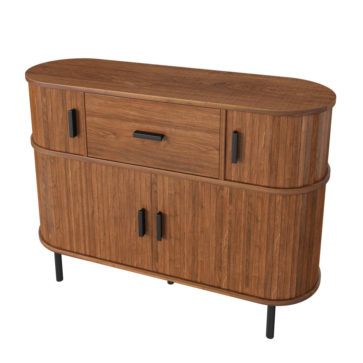 SIDEBOARD Ořechové dvouúrovňové s posuvnými dvířky - barva vlašského ořechu, kompozitní dřevo (110/81.5/35cm) - Urban Meuble