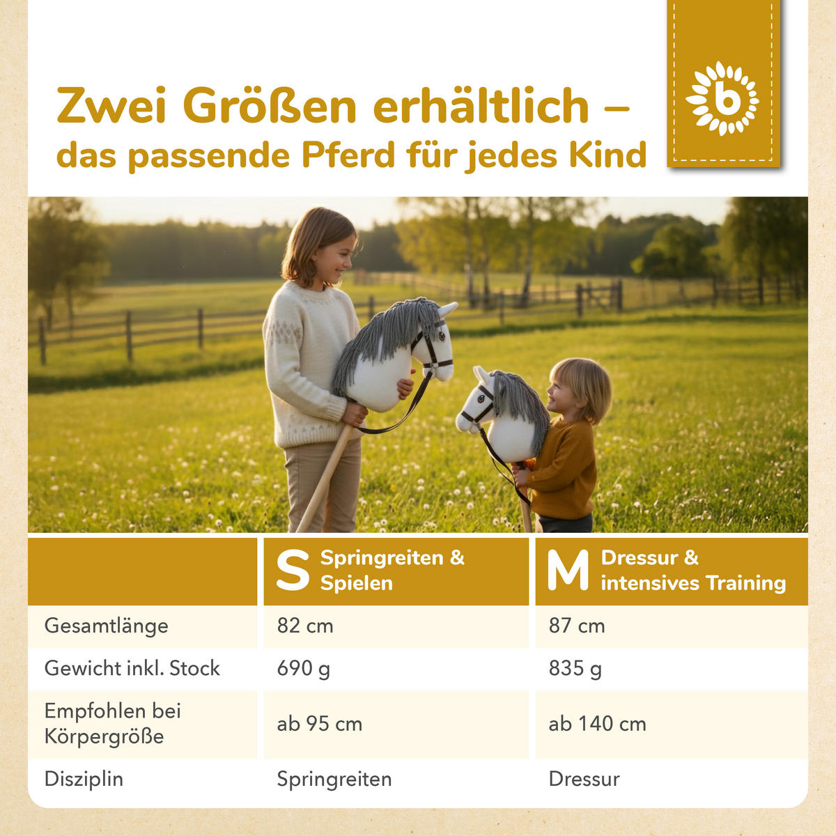 HOBBY-HORSE Steckenpferd Schimmel Größe - Weiß, Textil (34/76cm) - Bieco Spielwaren