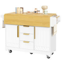 KÜCHENINSEL DE-38364 120/197 cm ausklappbar mit 3 Schubladen Weiß - Weiß, Holzwerkstoff (120/95/40cm) - ComfortXL