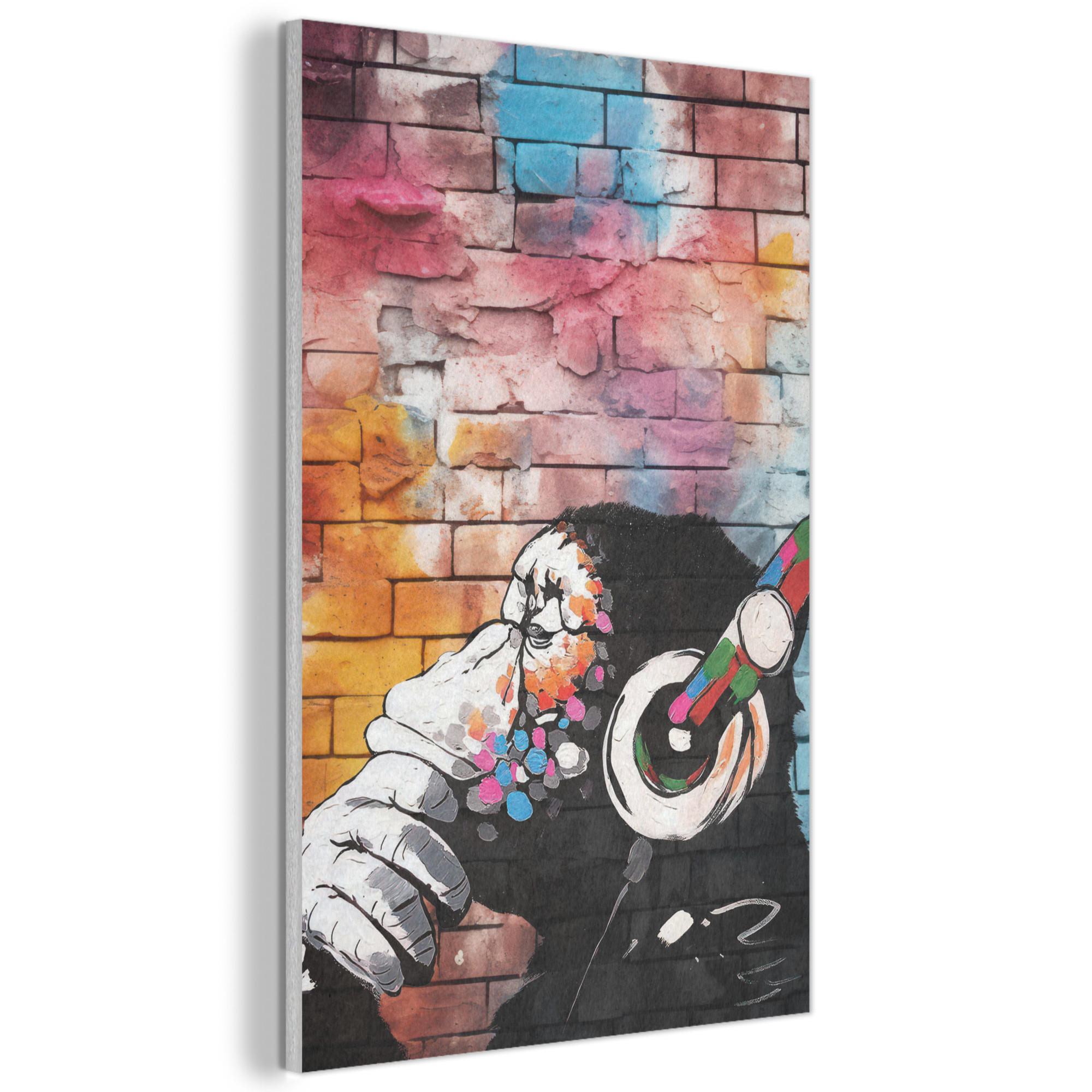 AKUSTIKBILD Affe - Graffiti - Musik Wanddeko 60x90 cm - Multicolor, Kunststoff (60/90/0.9cm) - MuchoWow