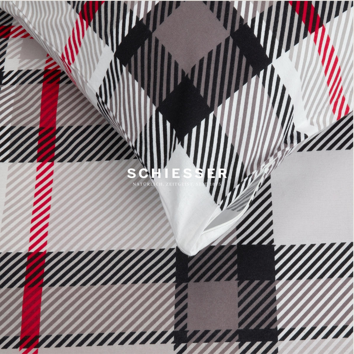 BETTWÄSCHESET Talisa - Feinbiber - 2-teilig - 155 x 220 cm - Grau - Grau, Textil (155/220cm) - SCHIESSER