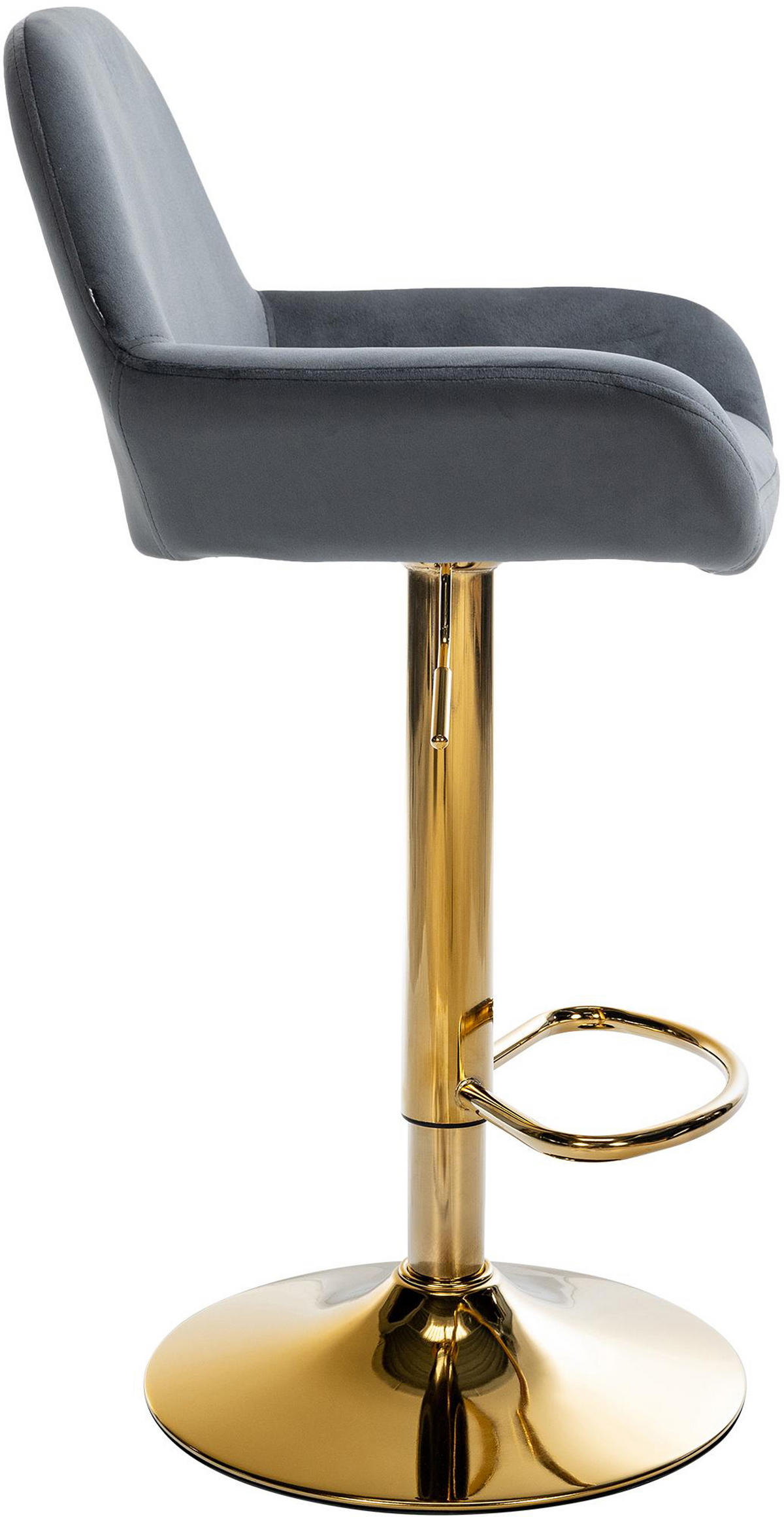 BARHOCKER 2er Set Prag Gold Samt dunkelgrau - Dunkelgrau/Goldfarben, Textil/Metall (51/109/52cm) - TPFLiving