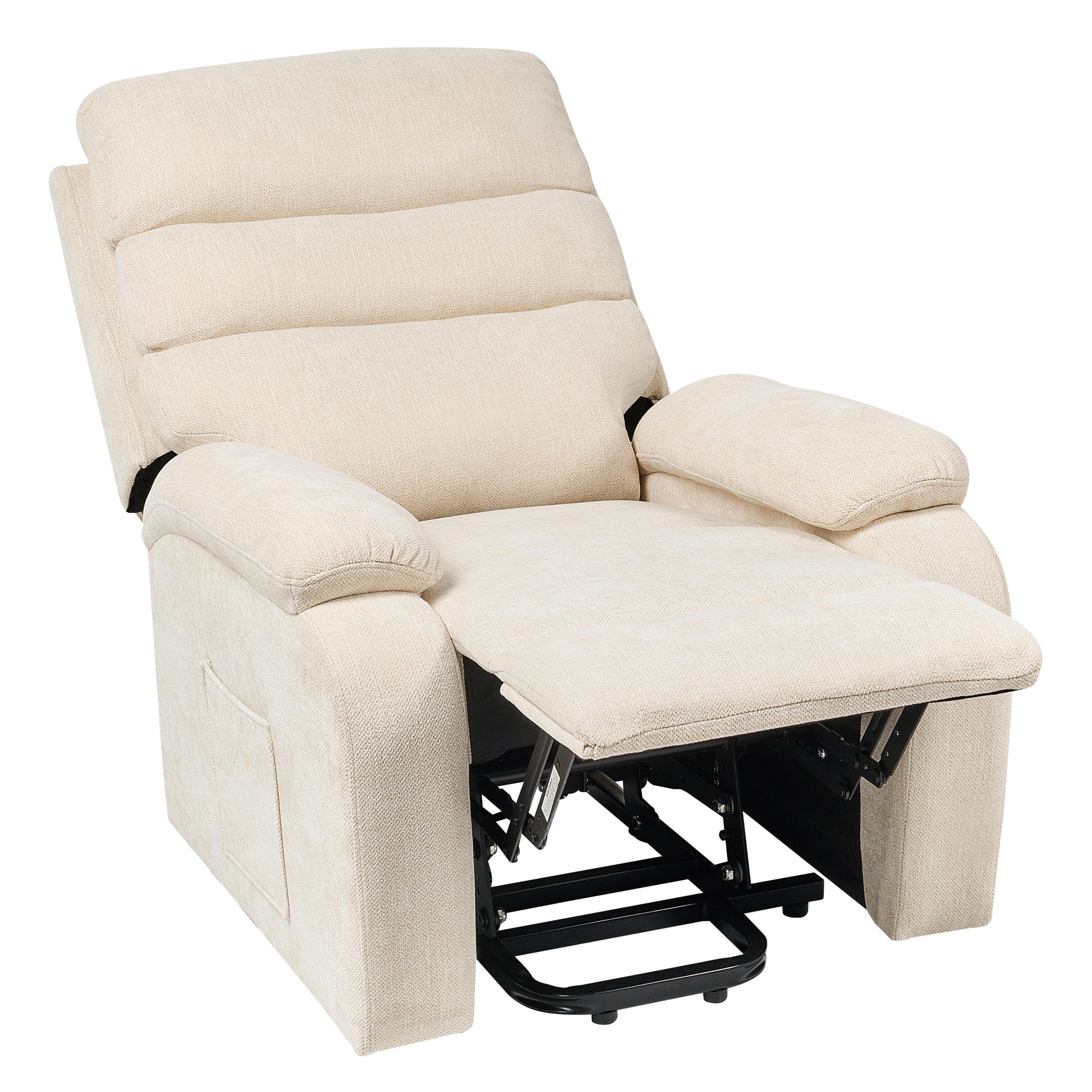 ELEKTRISCHER FERNSEHSESSEL mit Fußstütze Stoff Hellbeige Rise - Beige, Textil (80/105/91cm) - Beliani