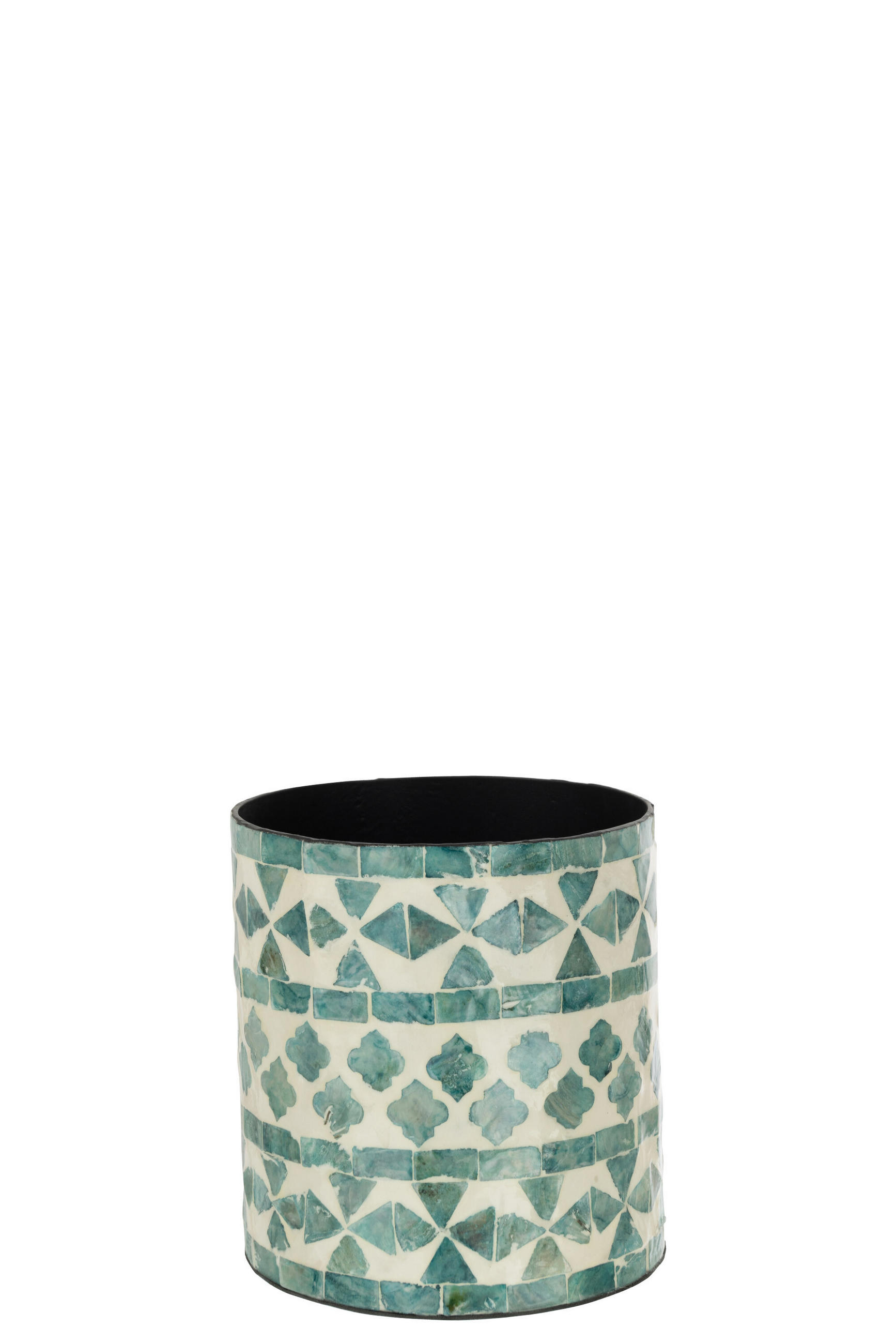 BLUMENTOPF PERLE - Schilf/Rottan/Bambus - Blau - Ø 14 cm - Blau, Naturmaterialien (14/15cm) - J-Line