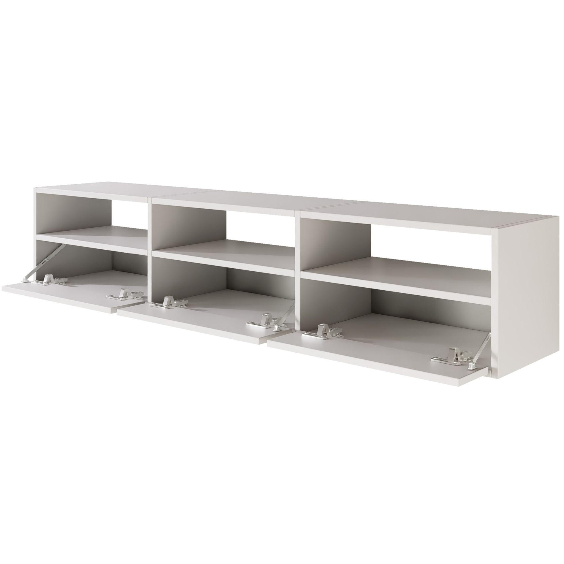 TV-LOWBOARD hängend, 3 Klappen und Ablagen, Weiß, 150 cm - Weiß, Holzwerkstoff (150.1/30/30cm) - Selsey