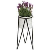 BLUMENHOCKER mit Topf Metall Schwarz/Weiß 24/24/50 cm - Schwarz, Metall (24/50/24cm) - DanDiBo