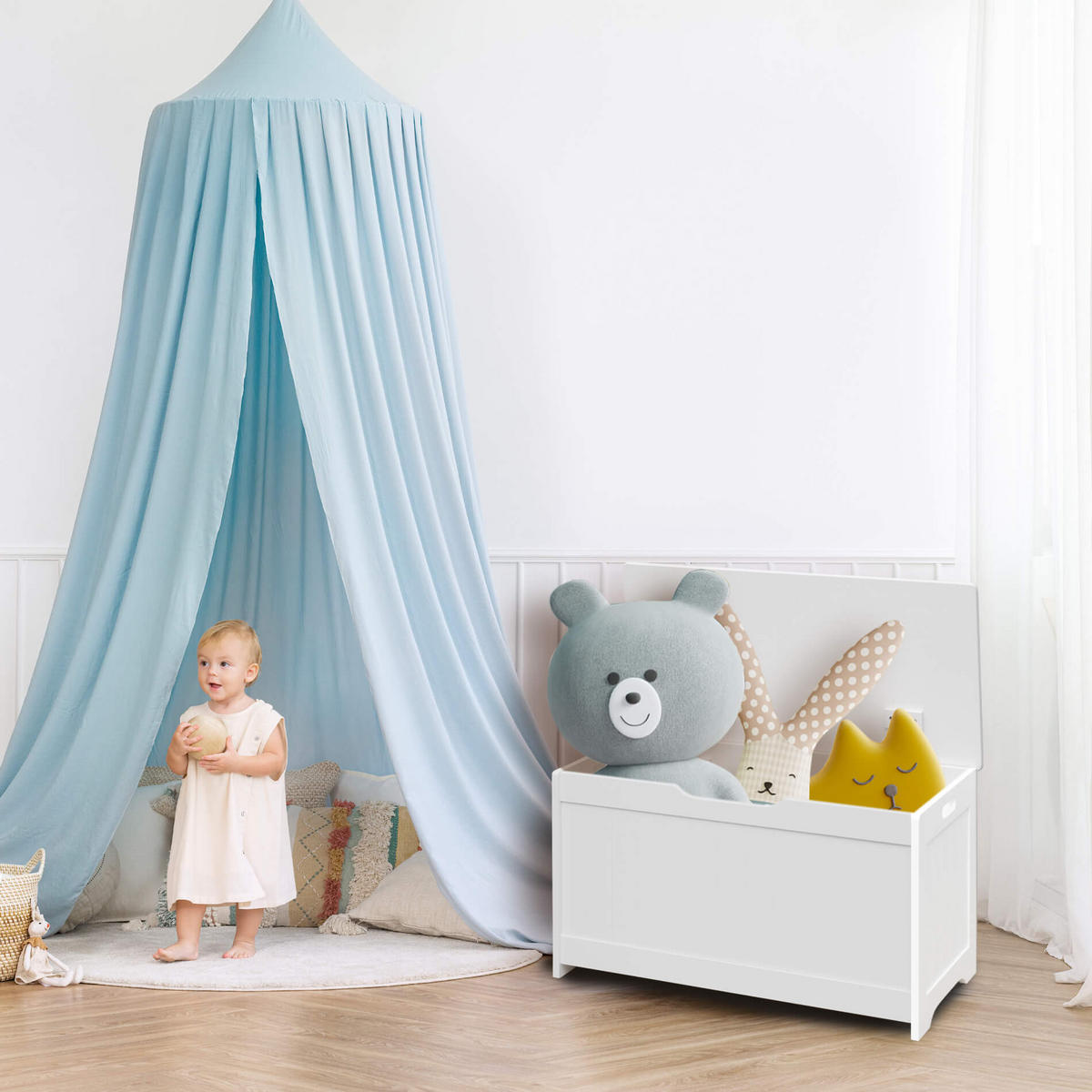 KINDERSPIELZEUGTRUHE Weiß 40/40/45 cm - Weiß, Holzwerkstoff (40/45/40cm) - Mobili Rebecca