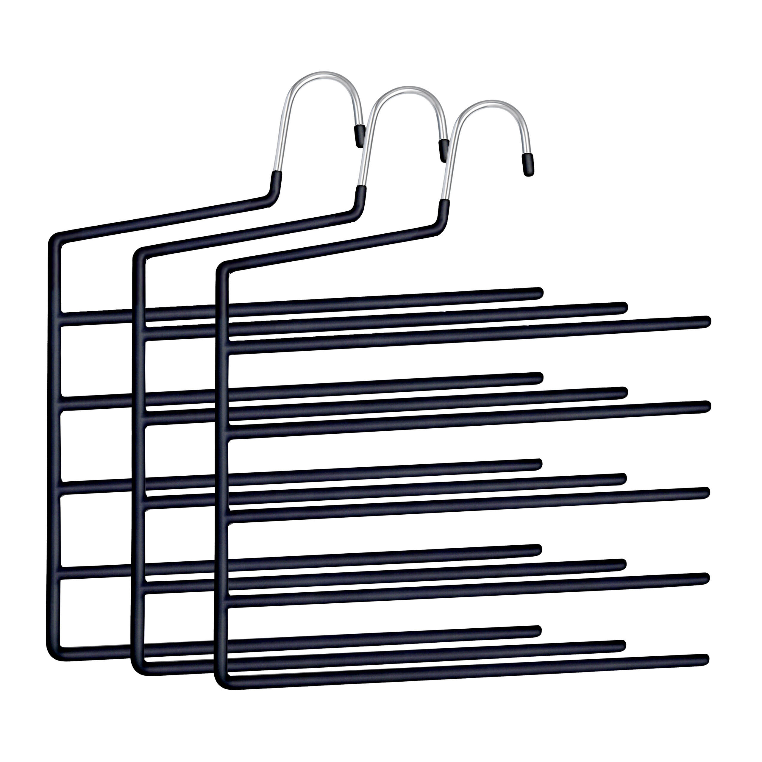 MEHRFACHHOSENBÜGEL Set - Schwarz, Kunststoff/Metall (32/35/0.5cm) - Relaxdays