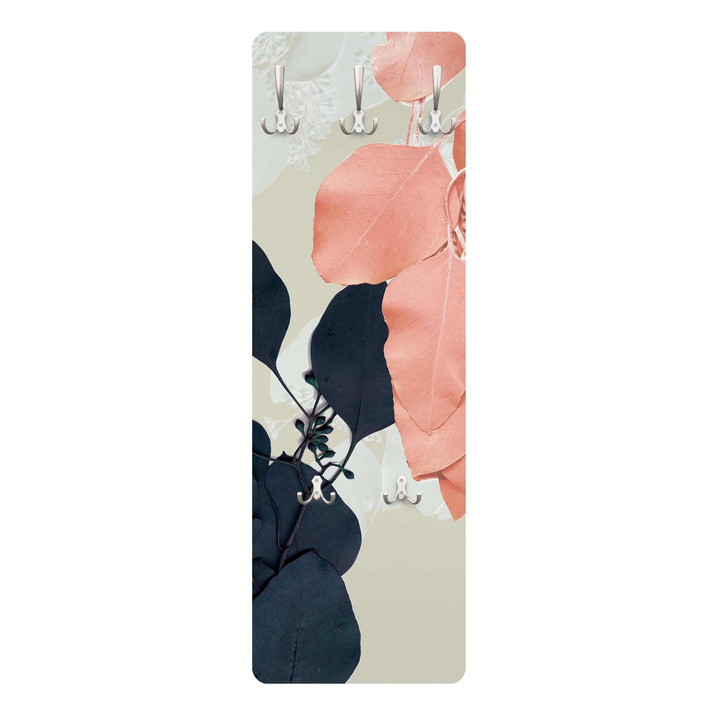 WANDGARDEROBE - Blätter Indigo & Rouge II 34/105 cm - Rosa, Holzwerkstoff (34/105/1.6cm) - Bilderwelten