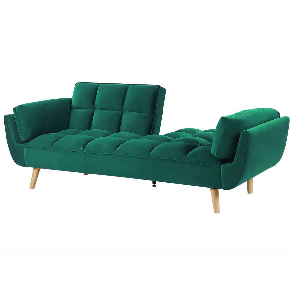 3-SITZER-SCHLAFSOFA Samtstoff Grün Asby - Grün, Textil (218/82/83cm) - Beliani