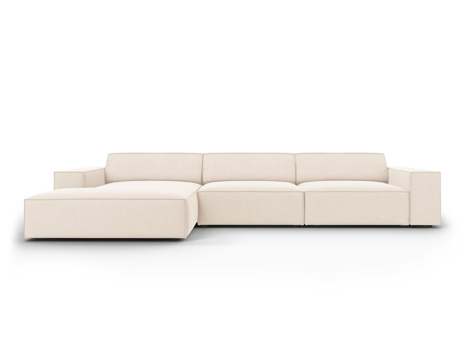 ECKSOFA links Jodie aus Samt leichtes beige 4 Sitzplätze - Beige, Textil (166/284cm) - Micadoni