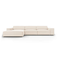 ECKSOFA links Jodie aus Samt leichtes beige 4 Sitzplätze - Beige, Textil (166/284cm) - Micadoni