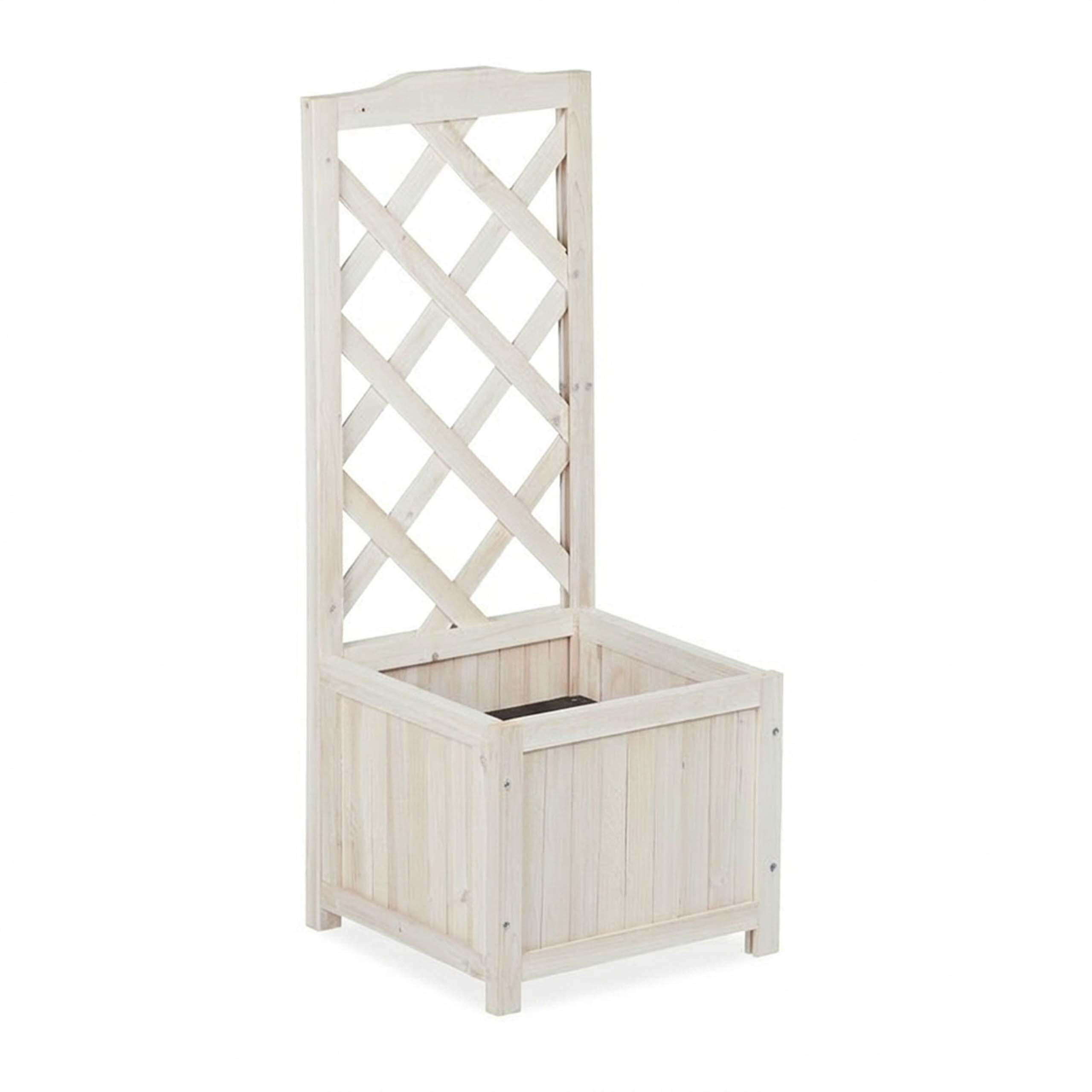 RANKKASTEN Weiß Tannenholz mit Rankgitter 90x36x36 cm - Weiß, Holz (36/90/36cm) - Relaxdays