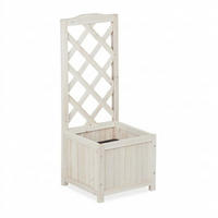 RANKKASTEN Weiß Tannenholz mit Rankgitter 90x36x36 cm - Weiß, Holz (36/90/36cm) - Relaxdays