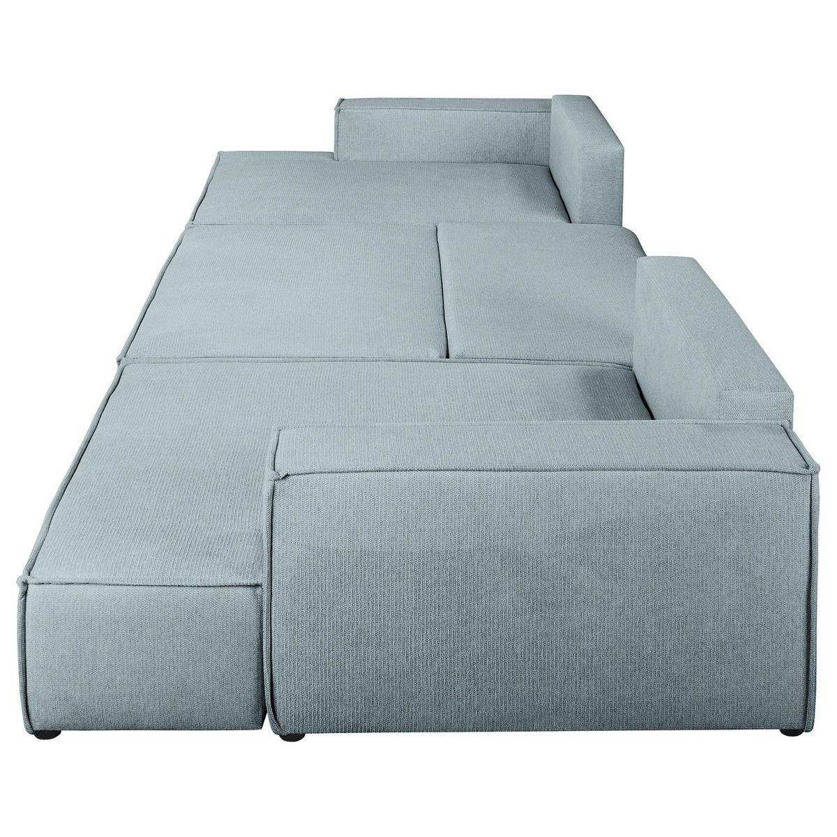 WOHNLANDSCHAFT mit Schlaffunktion - Blaugrau/Schwarz, Kunststoff/Textil (398/70/148cm) - home24