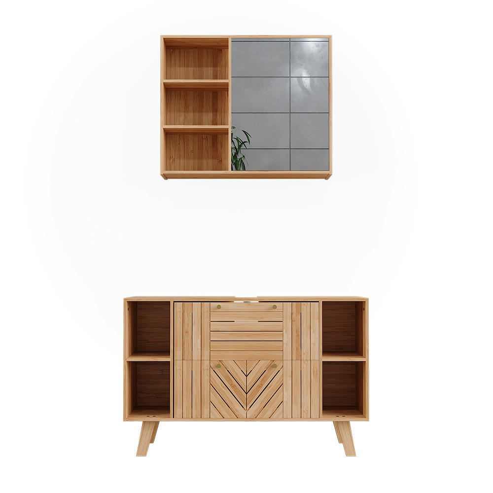 BADMÖBEL-SET Lucie Bambus 2 Teile - Grün, Holzwerkstoff (100/65/36cm) - Vicco