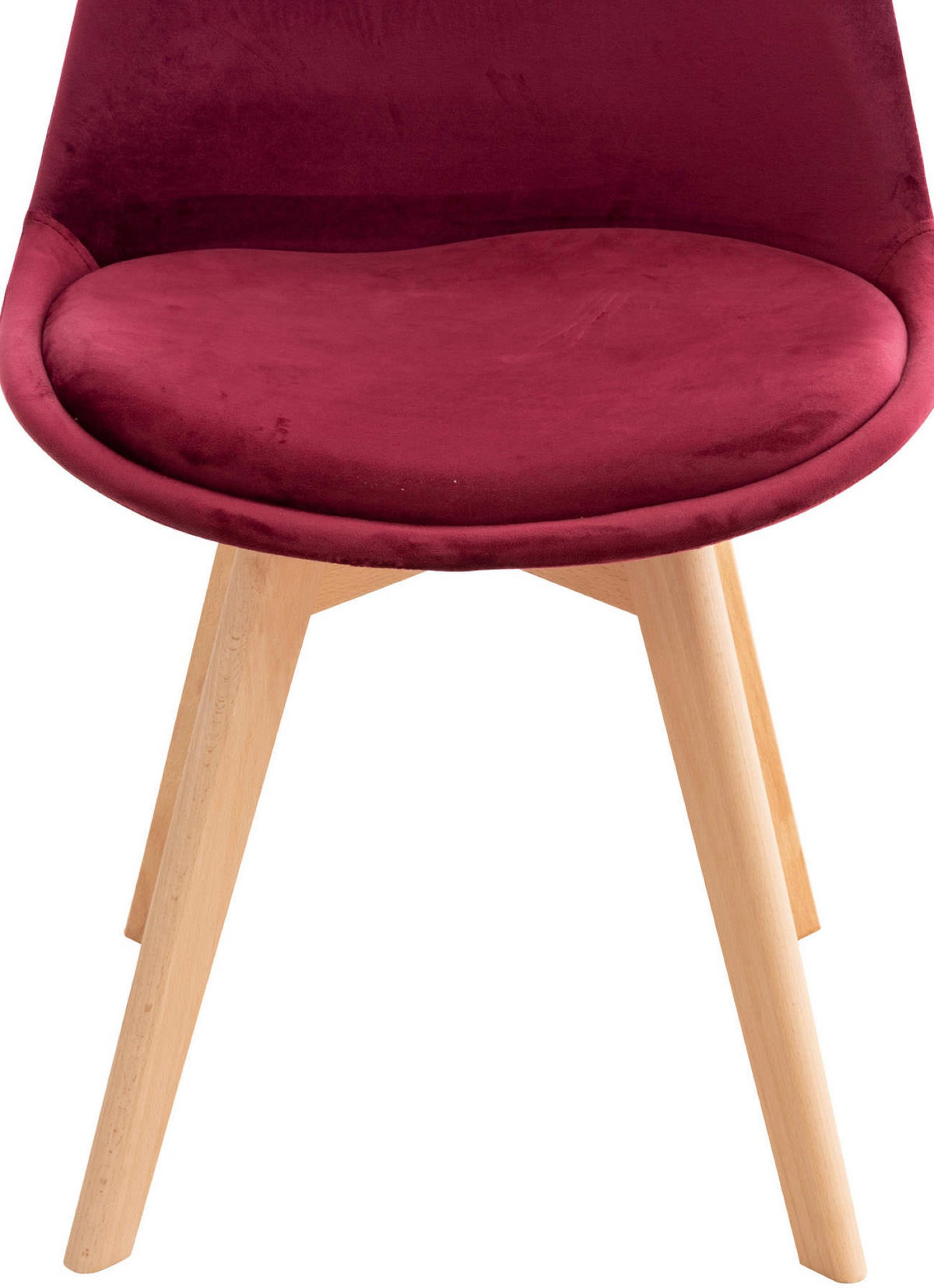 ESSZIMMERSTUHL Lines, Samt bordeauxrot - Bordeaux/Naturfarben, Holz/Textil (49/83/50cm) - TPFLiving