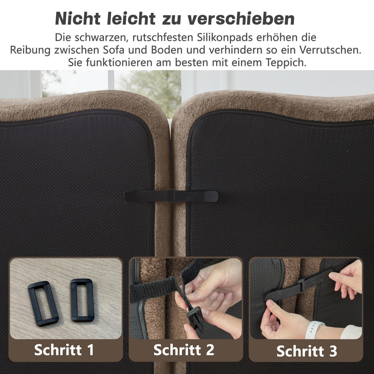 ECKSOFA mit Ottomane, beweglichem Armlehnenkissen und Wellenform, Braun - Braun, Textil (192/167cm) - Redom