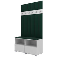 GEPOLSTERT Garderoben-Set Nela III LUX (Farbe Weiß + Stoff Trinity 28) - Dunkelgrün/Silberfarben, Holz/Holzwerkstoff (100/187/40cm) - Ravio