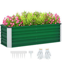 HOCHBEET, Stahl mit Handschuhen, Grün, rechteckig, für Terrasse & Garten - Multicolor, Holzwerkstoff (125/40/47cm) - FORIOUS