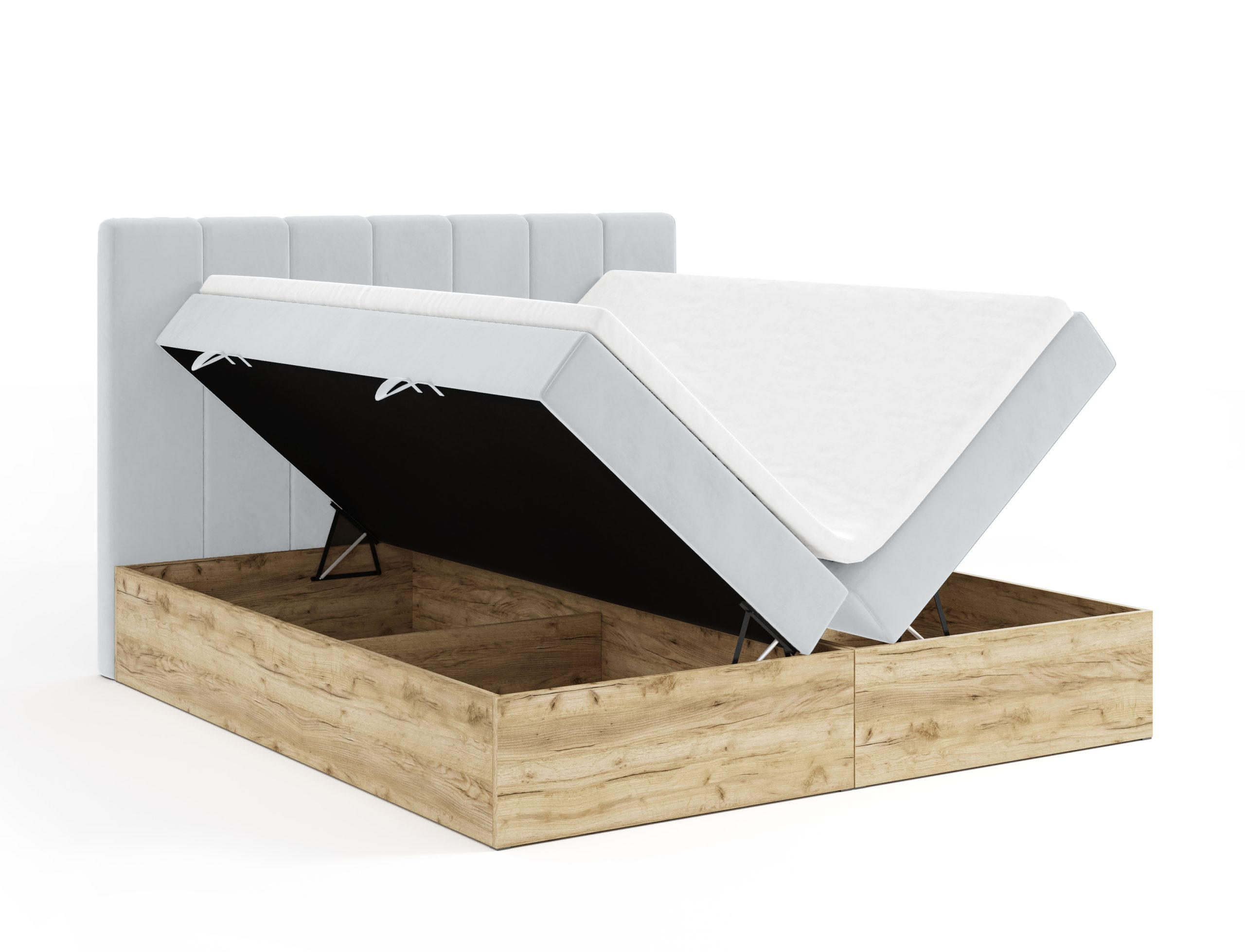 BOXBETT Doppelbett Jessen 140x200 cm Hellgrau - Hellgrau, Textil (140/200cm) - Fedve