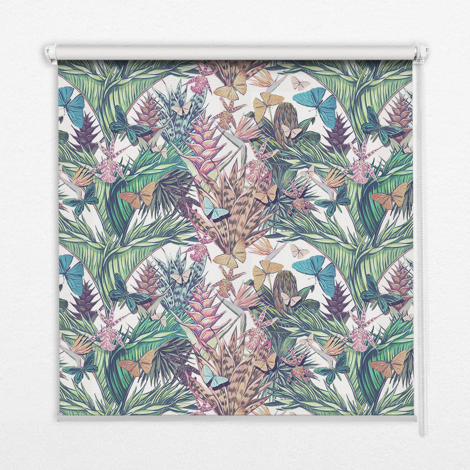 INNENROLLO - Fensterrollo - Rollo - 80x140 cm - Schmetterlinge auf Blumen - Grün, Kunststoff (80/140/0.5cm) - TULUP