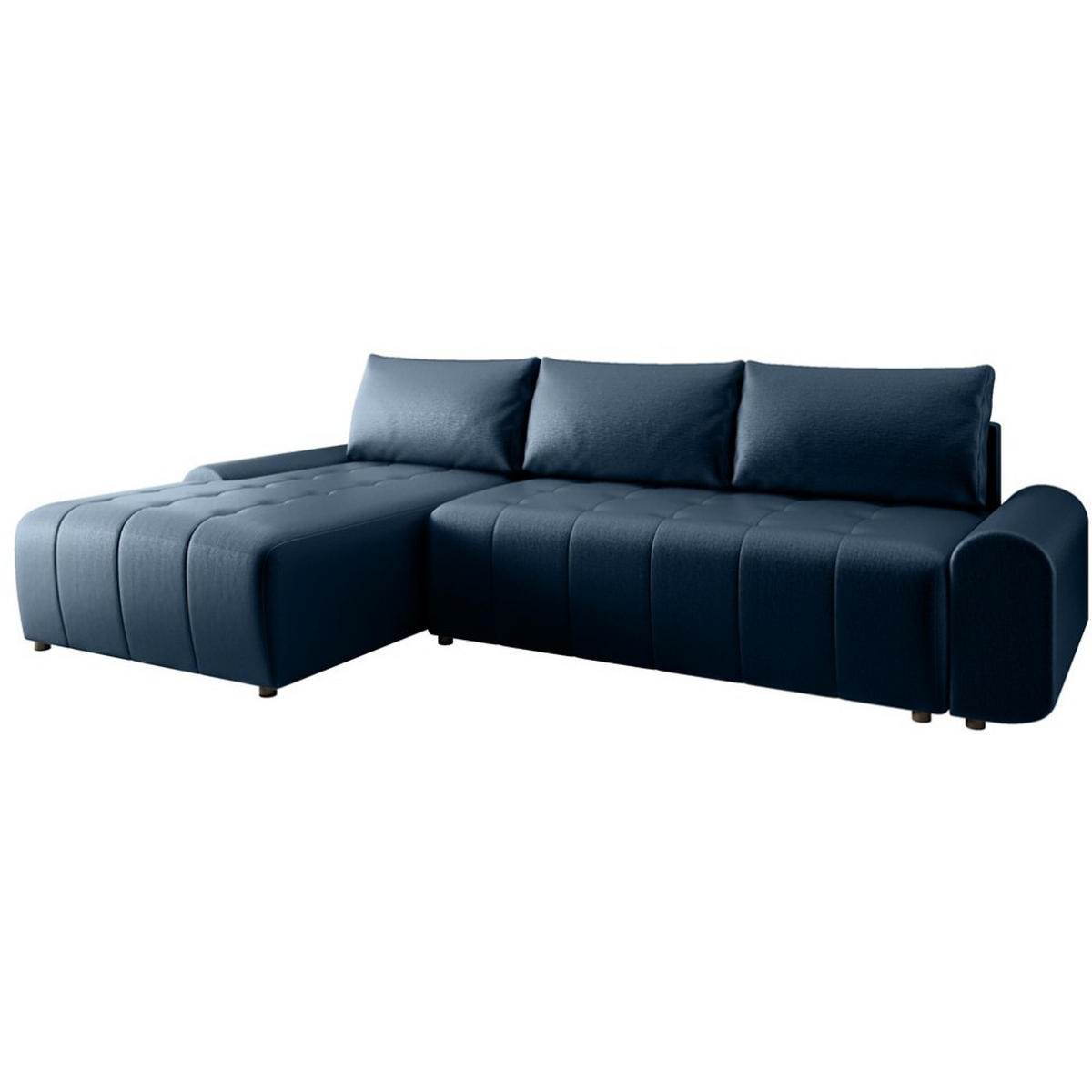 ECKSCHLAFSOFA Costa L Dunkelblau links - Schwarz/Dunkelblau, Kunststoff/Textil (290/169cm) - Beautysofa