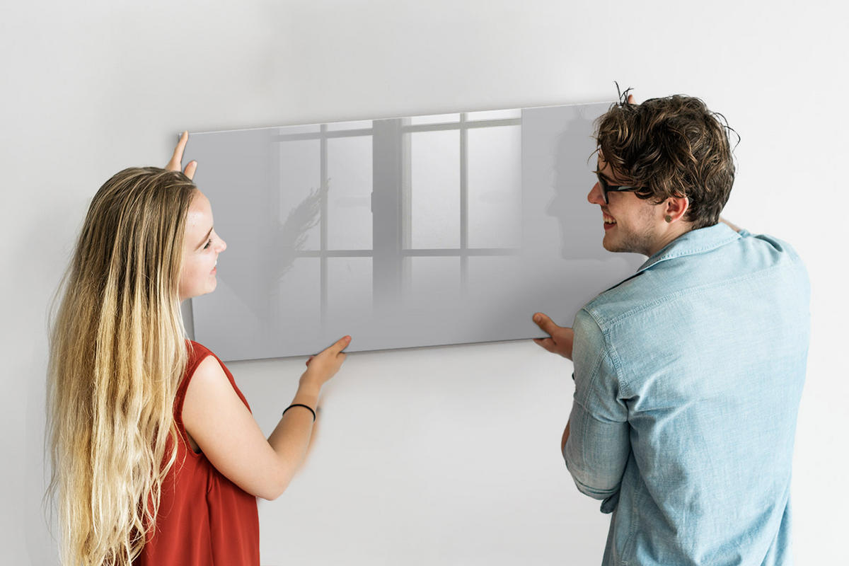 MAGNETTAFEL 120x60 Hellgrau schwarzer Marker - Hellgrau, Glas (120/0.4/60cm) - TULUP