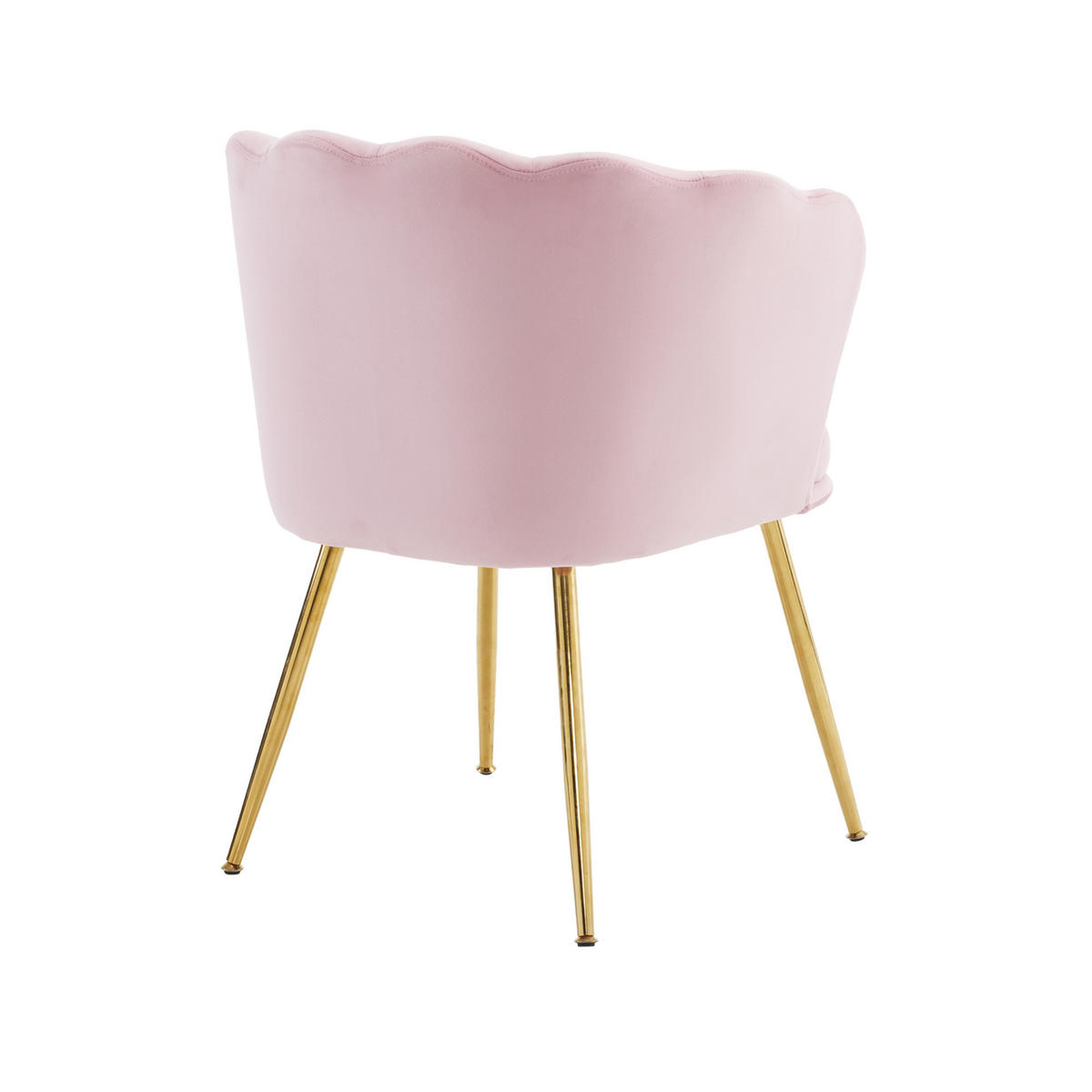 SESSEL Samt Blütenblatt-Rückenlehne Goldfüße & Kissen Rosa - Pink, Holz (62/43/54cm) - FLIEKS