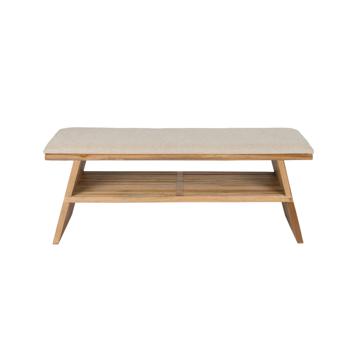 SITZBANK Djia 134x34x40 cm - Creme/Braun, Holz (110/40/34cm) - Housecraft Living
