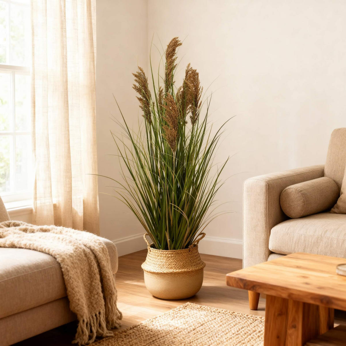 KÜNSTLICHE Pampasgras 70/70/120 cm - Grün, Kunststoff (120cm) - Mobili Rebecca