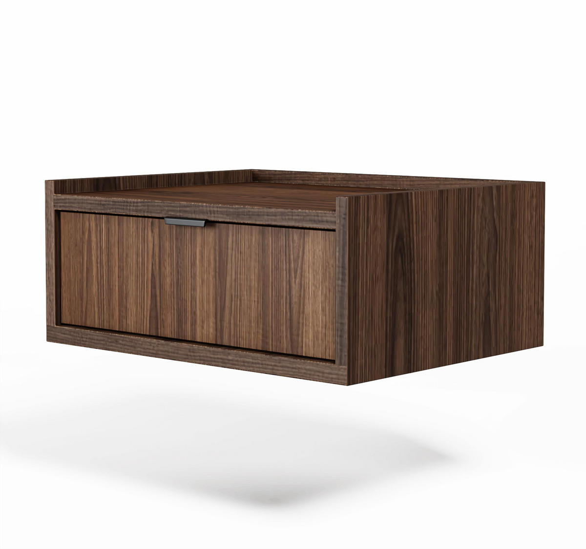 NACHTTISCH Nordiva 1S Warmia Walnut 40/21/35 cm – Hängend - Walnussfarben/Schwarz, Holzwerkstoff/Metall (40/21.5/35cm) - AX Living