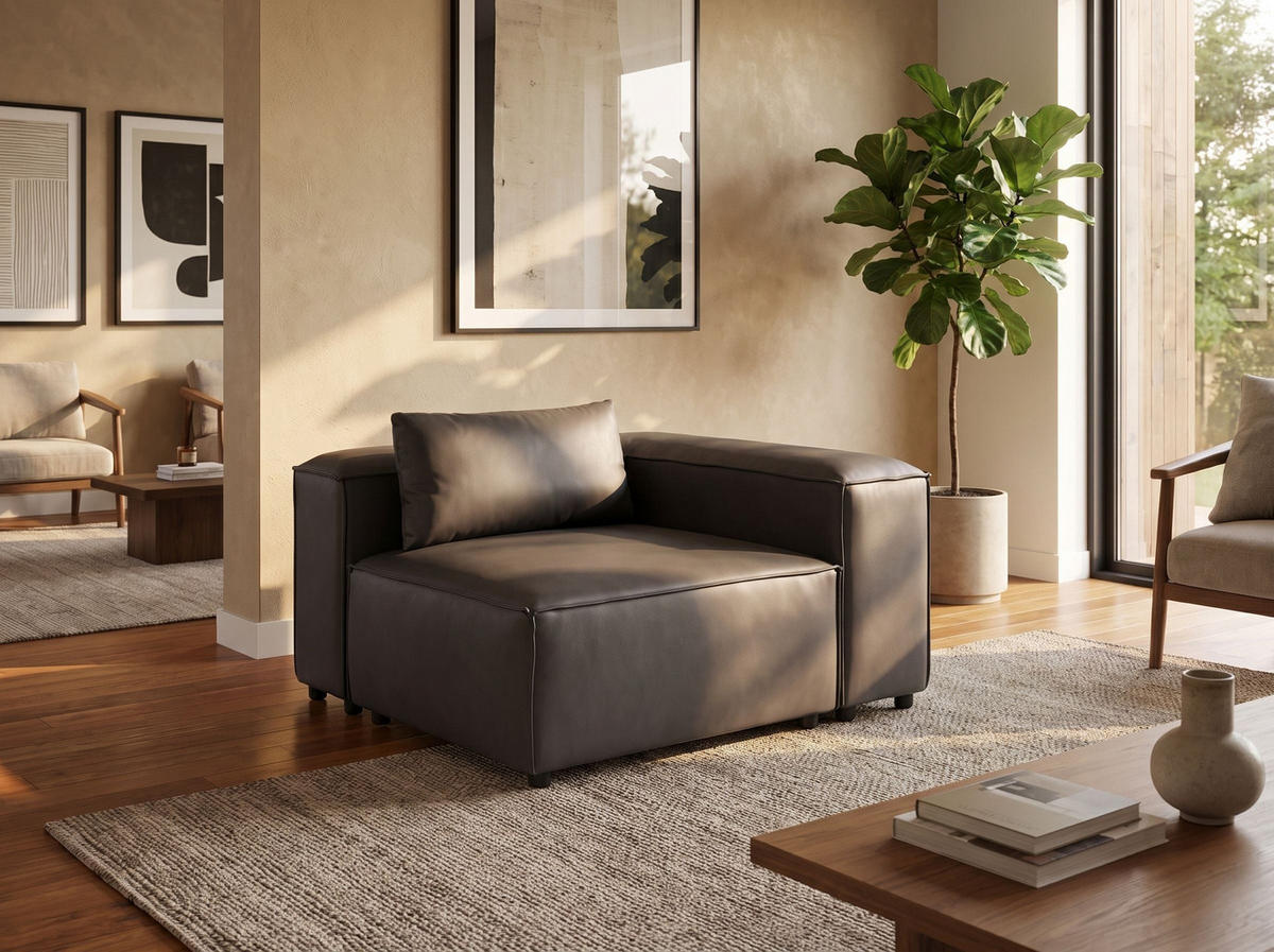 ECKMODUL Stoff Schwarz symmetrisch Brande - Schwarz, Textil (123/70/121cm) - Beliani