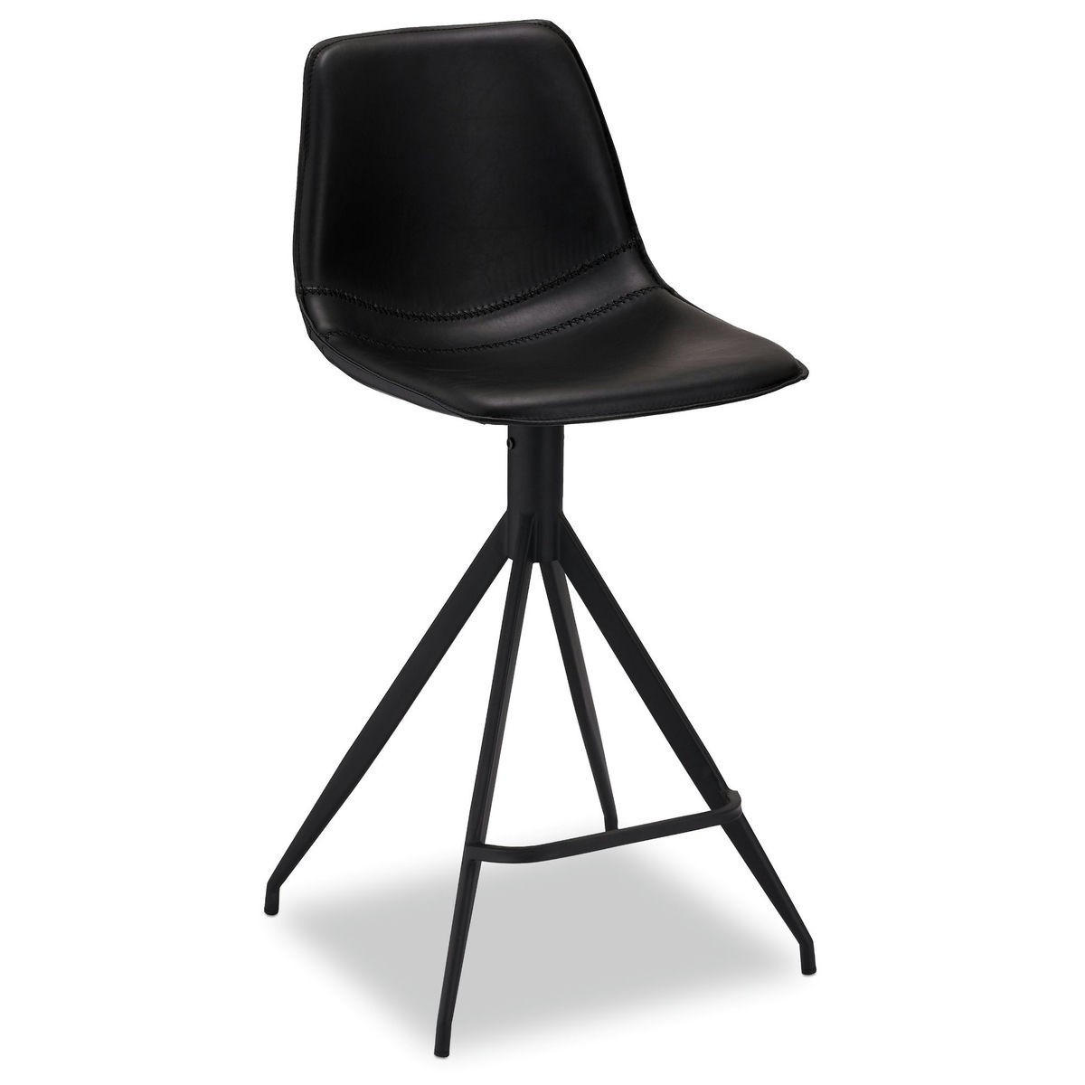 BARHOCKER-SET 2 Stück in Kunstleder - Schwarz, Textil/Metall (48/98/57cm) - Furnhouse