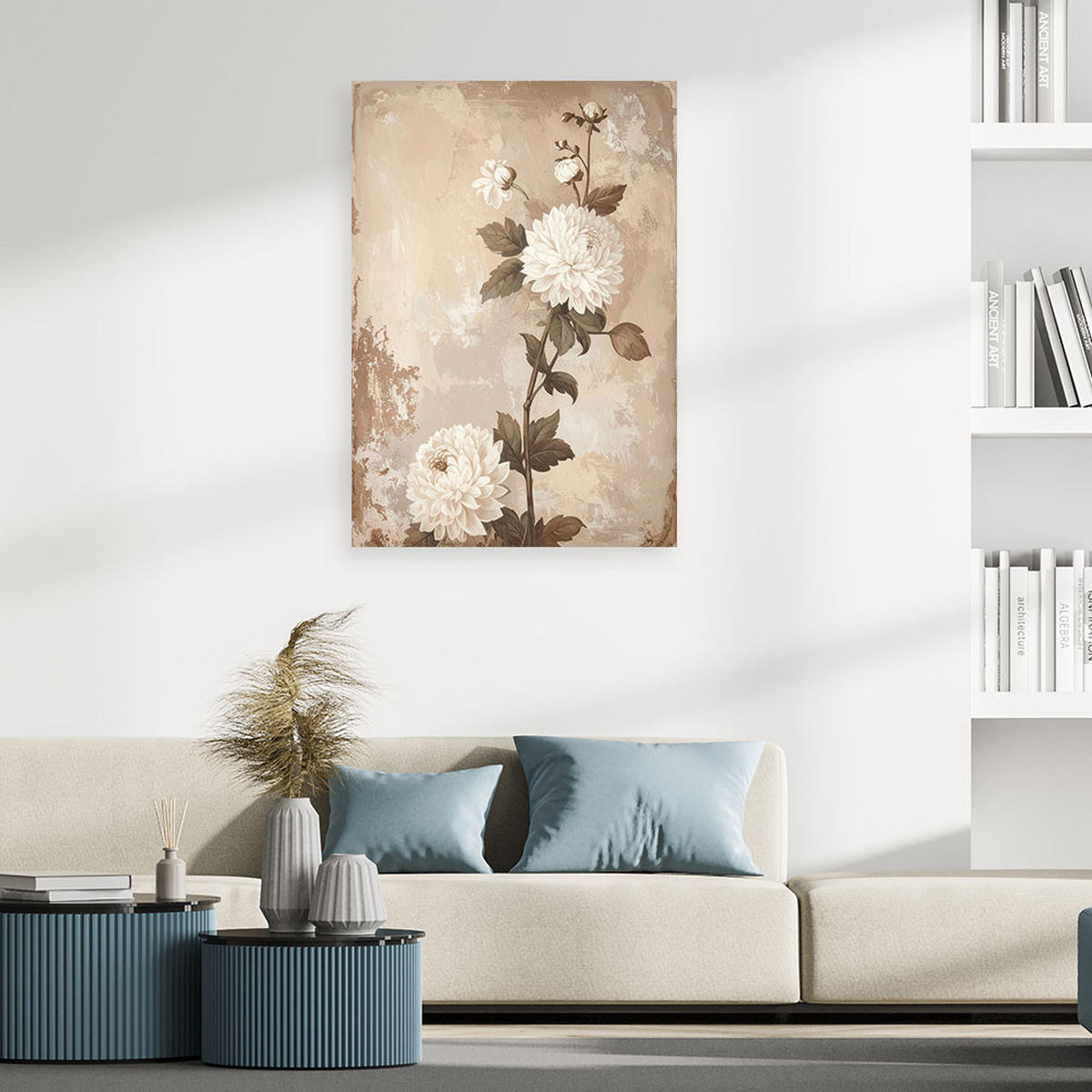 LEINWANDBILD Blumen 80x120cm - Beige, Textil (80/120cm) - Feeby