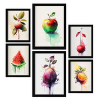 POSTER Set Mit 6 Regenbogenfrucht Größe A3 & A4 Schwarzer Rahmen - Schwarz, Papier (29.7/1cm) - Nacnic