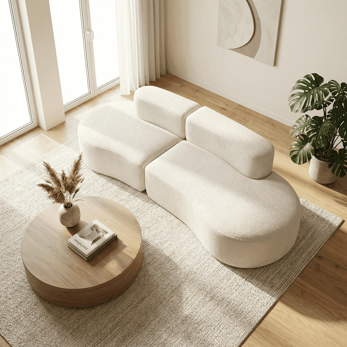 SOFA Lounge Weiß 2-Sitzer - Weiß, Textil (240/75/102cm) - COCO Living