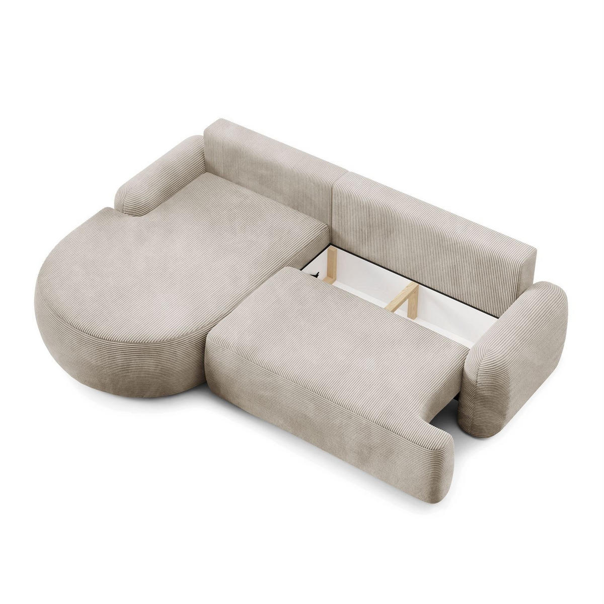 ECKSOFA CLEO II mit Schlaffunktion Version Linke Poso 100 - Beige, Kunststoff (264/172cm) - Lookway