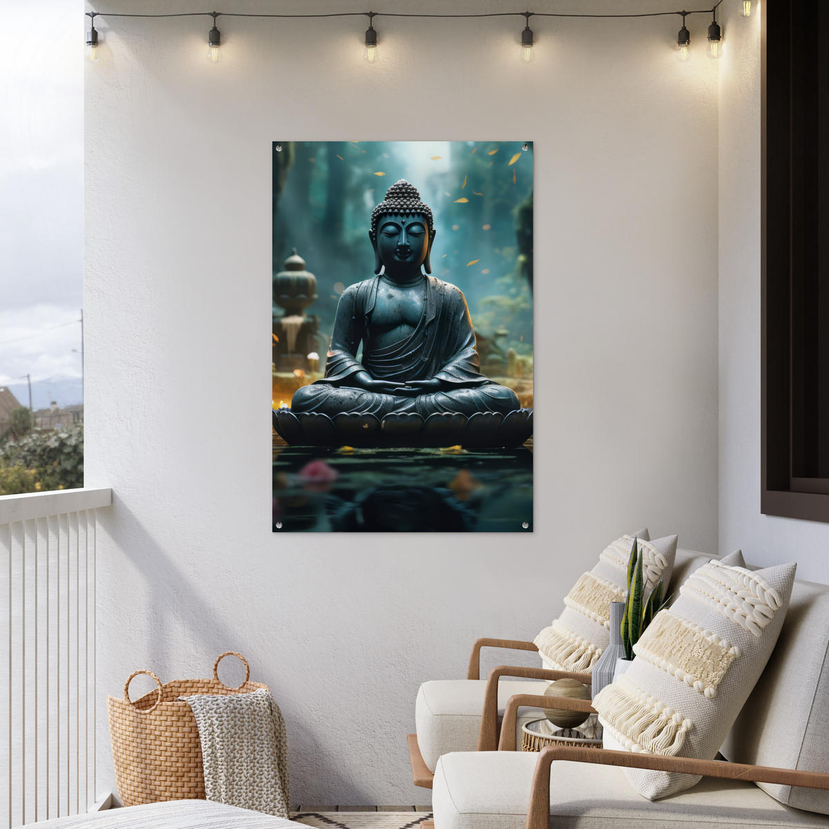 ZAHRADNÍ PLAKÁT Buddha - Socha - Buddha - Zen - Umění - Buddha 80x120 cm - tmavě šedá, plast (80/120/0.2cm) - OnlyWow