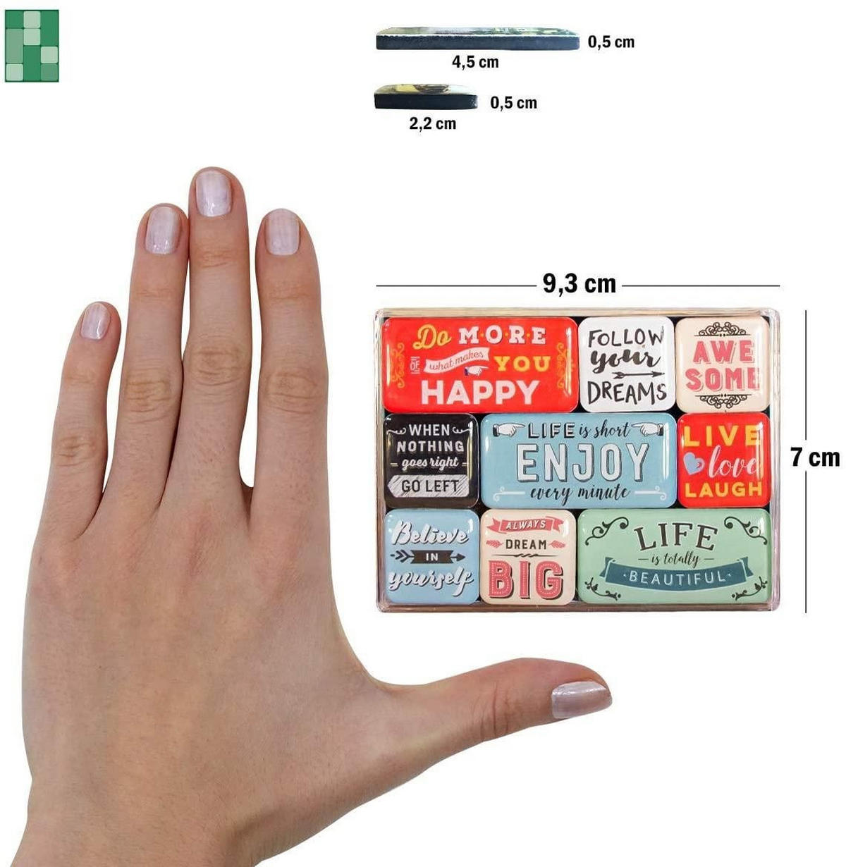 MAGNETSET 9-teilig Word Up Enjoy Life - Multicolor, Metall (9/7/2cm) - Nostalgic-Art