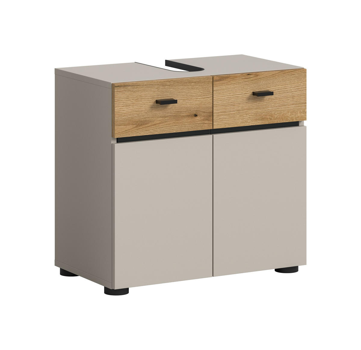 WASCHBECKENUNTERSCHRANK Aqua Kaschmir 60/35/56 cm - Beige, Holzwerkstoff (60/56/35cm) - Xonox