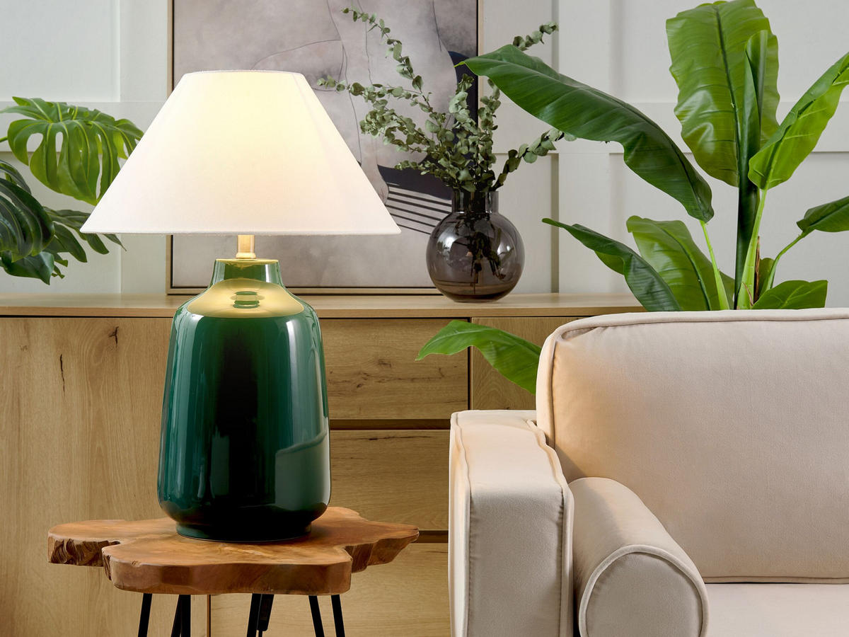 TISCHLAMPE Careta 40/40/57 cm - Grün, Keramik (40/21/57cm) - Beliani