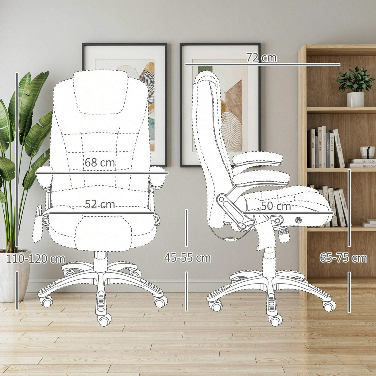 DREHSTUHL mit Massagefunktion höhenverstellbar Sitzhöhe 45 bis 55 cm - Hellgrau, Textil (68/110/72cm) - Gisaae