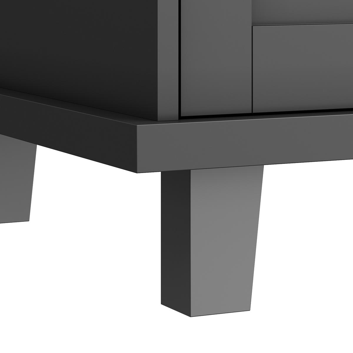 KÜCHENSCHRANK mobil 129x46x96cm Schwarz mit Schubladen & 5 Rädern - Schwarz, Holzwerkstoff (129/96/46cm) - Modfu