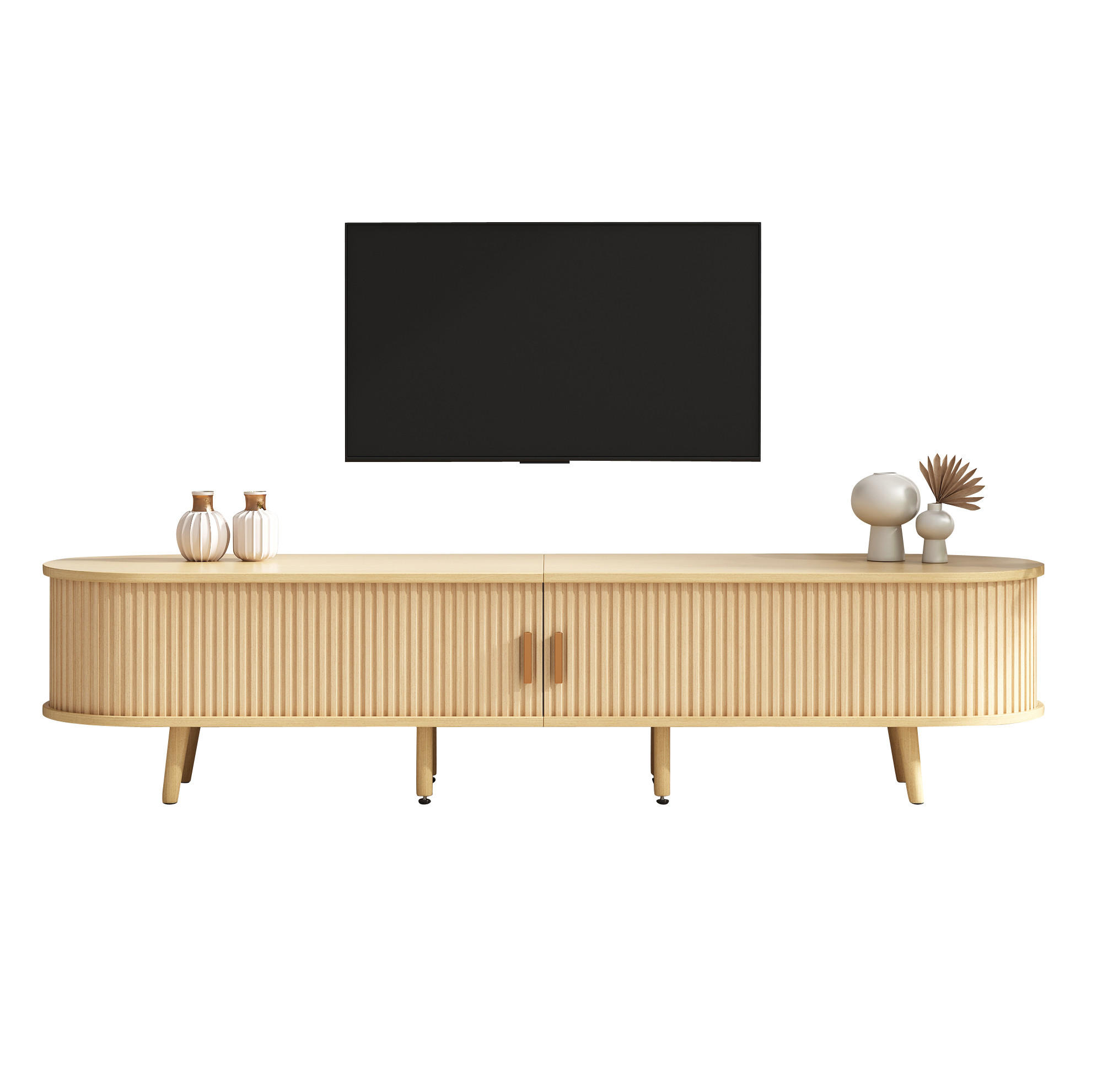 TV ormarić 175/40/42 cm svijetli orah od MDF-a s kliznim vratima i 2 ladice - boje starog hrasta, drvni materijal (175/42/40cm) - OKWISH