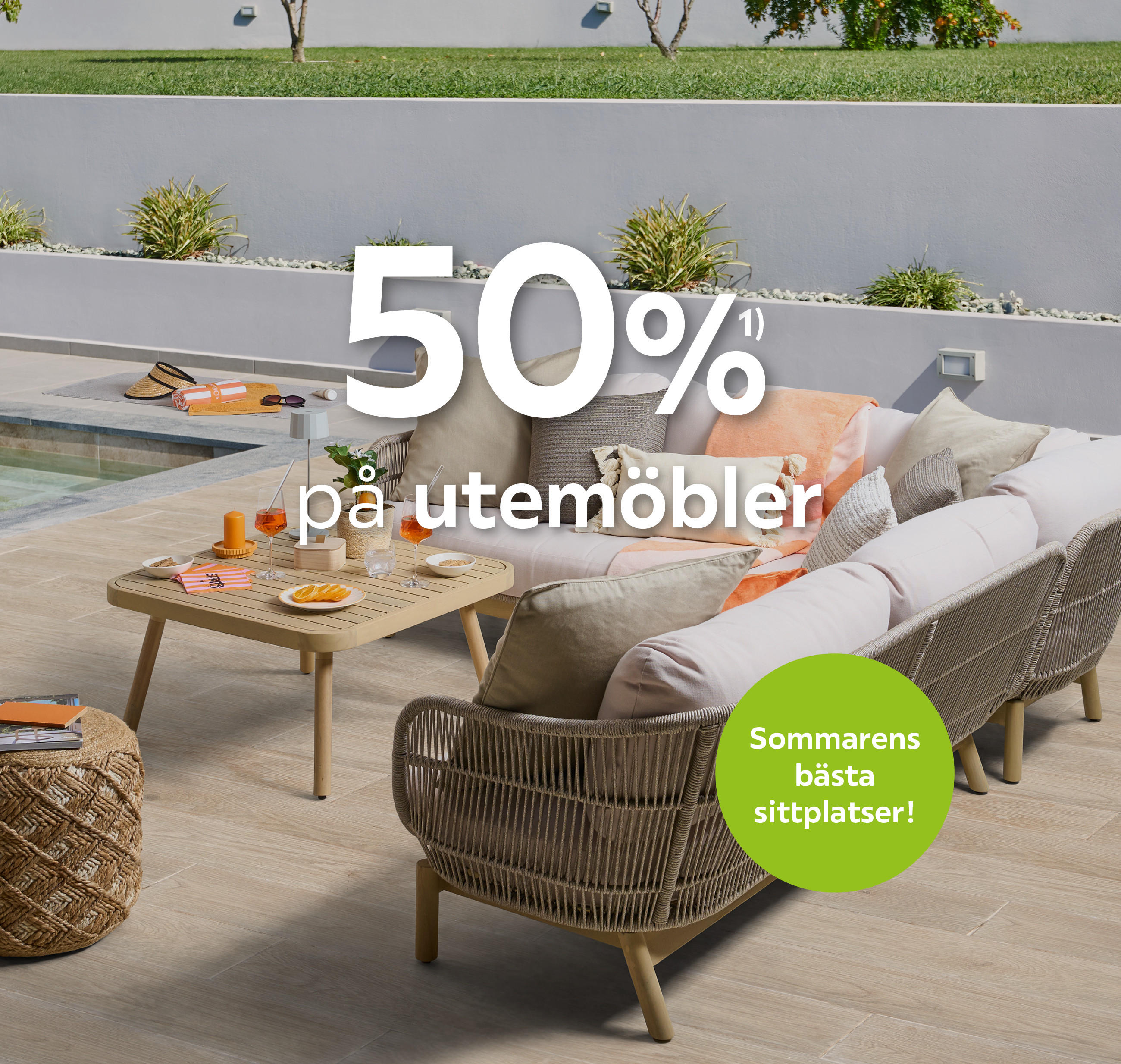 50%¹⁾ på utemöbler
