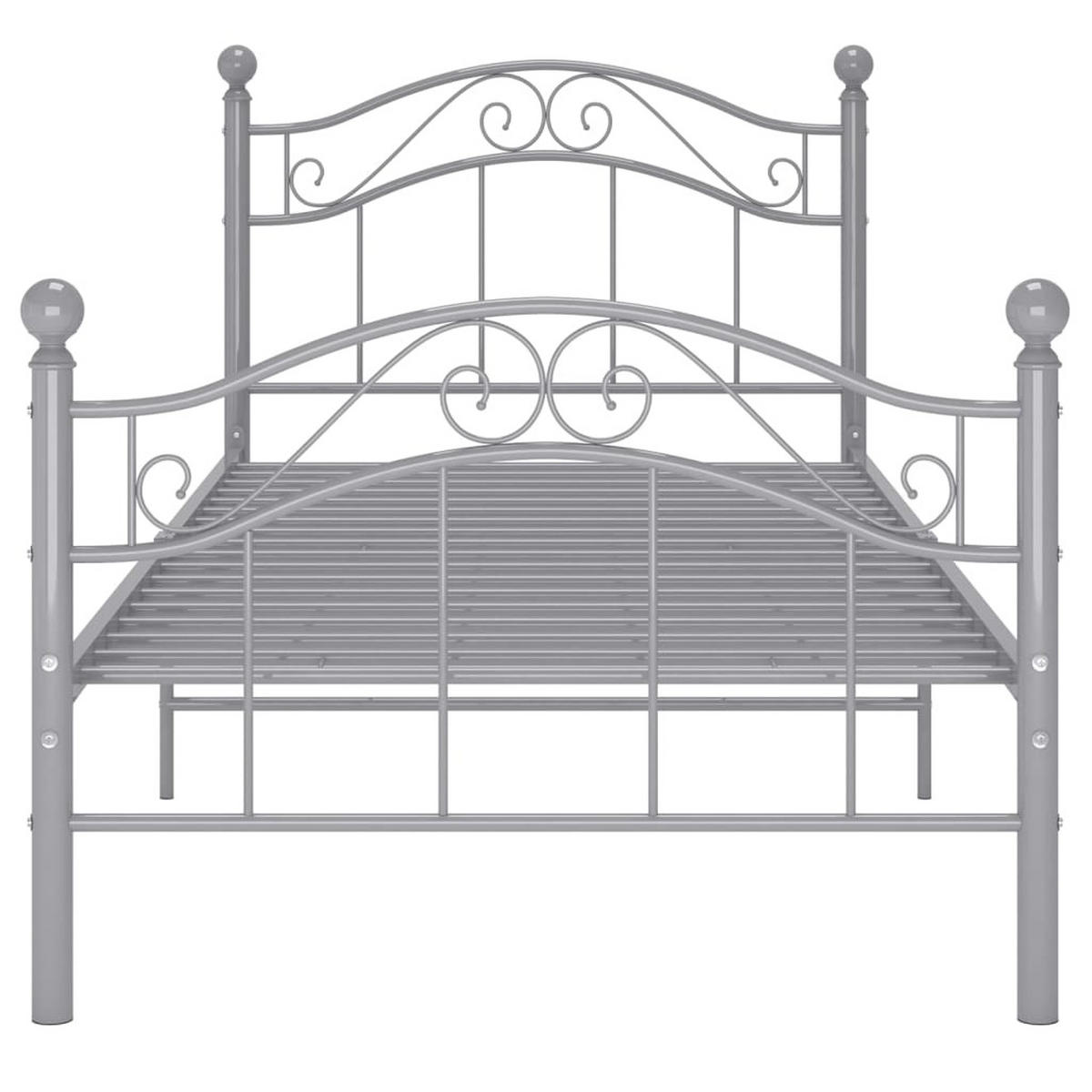 BETT Grau Metall 90x200 cm - Grau, Metall - furnicato