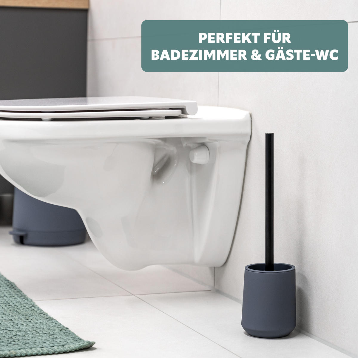 WC-GARNITUR TESERO, Kunststoff, grau - Grau, Kunststoff (10.5/39.5/10.5cm) - eluno