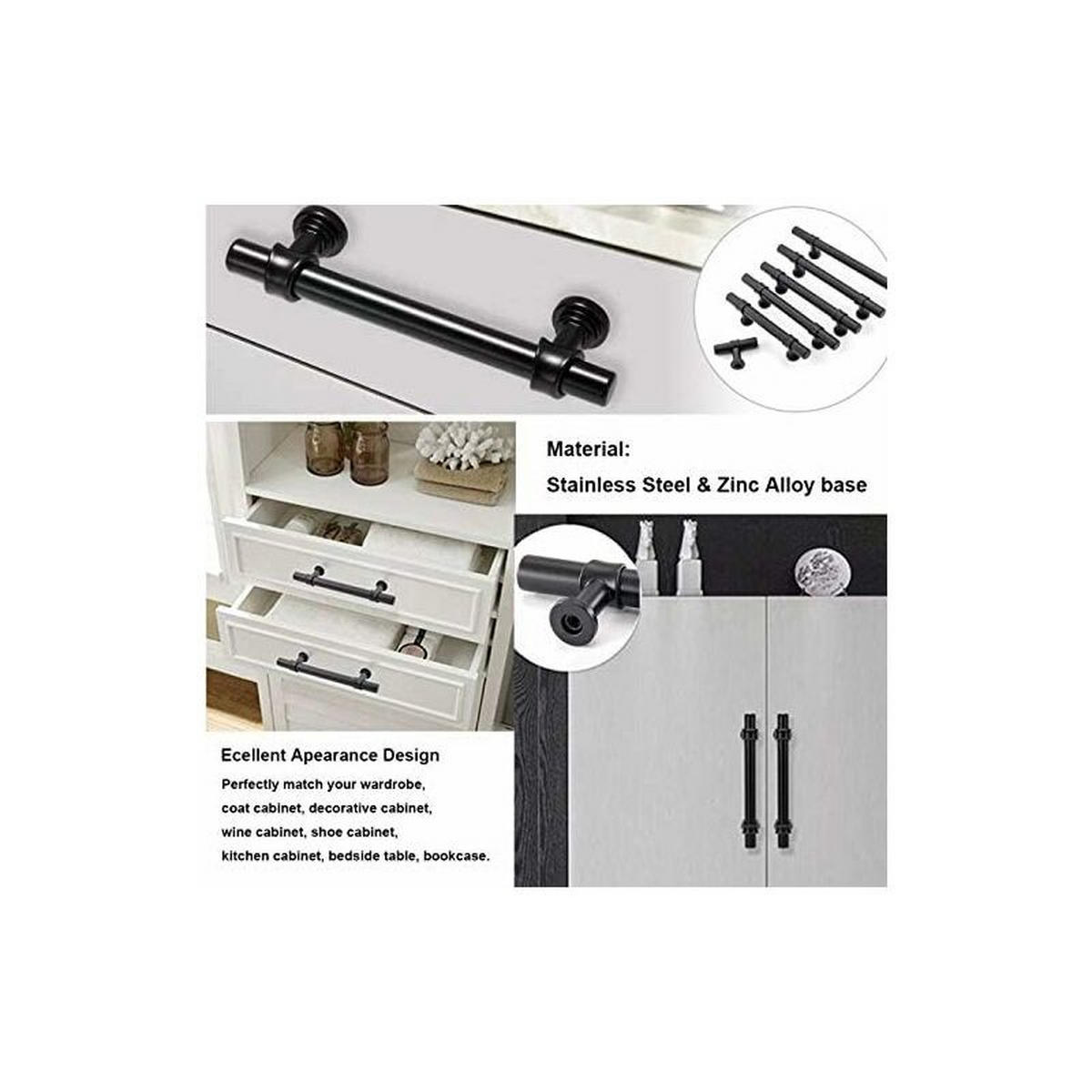 POIGNÉE de meuble，Lot de 2 poignées de placard de salle de bain Noir 128 mm - Multicolor, Metall (1.3/3.4/20cm)
